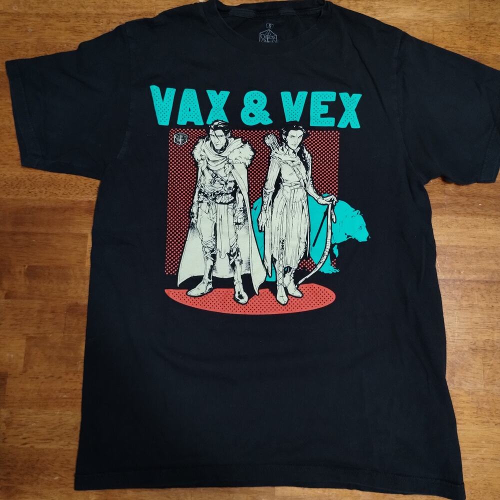 Critical Role Vax and Vex Graphic T-Shirt Black Mens Small Dungeons Dragons